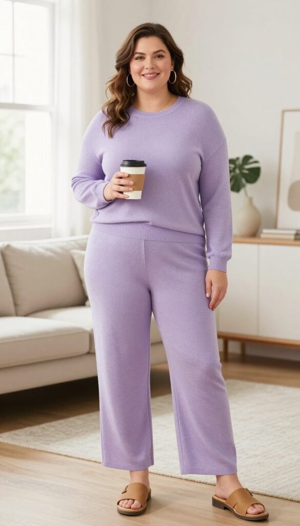 11. Matching Knit Set + Statement Earrings + Slides