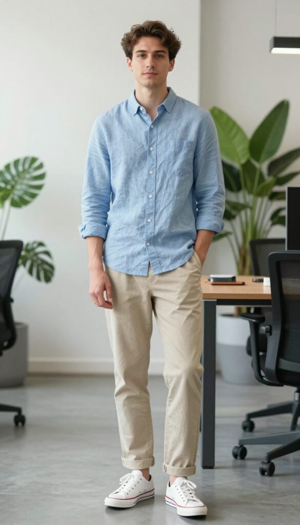 7. The Linen Shirt with Light Trousers