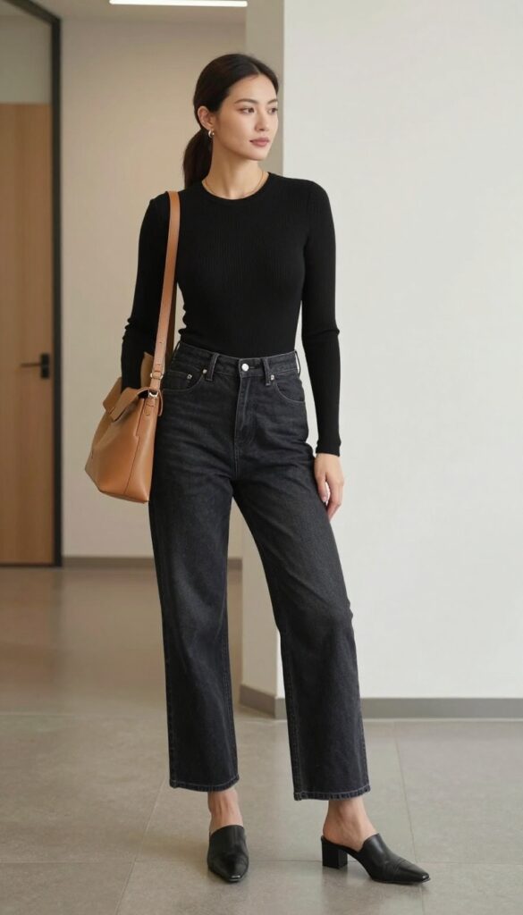 15. Bodysuit + High-Waisted Wide-Leg Jeans