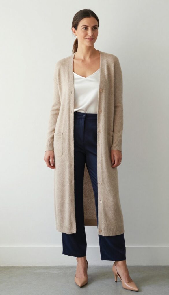 15. Cashmere Cardigan with Silk Pants