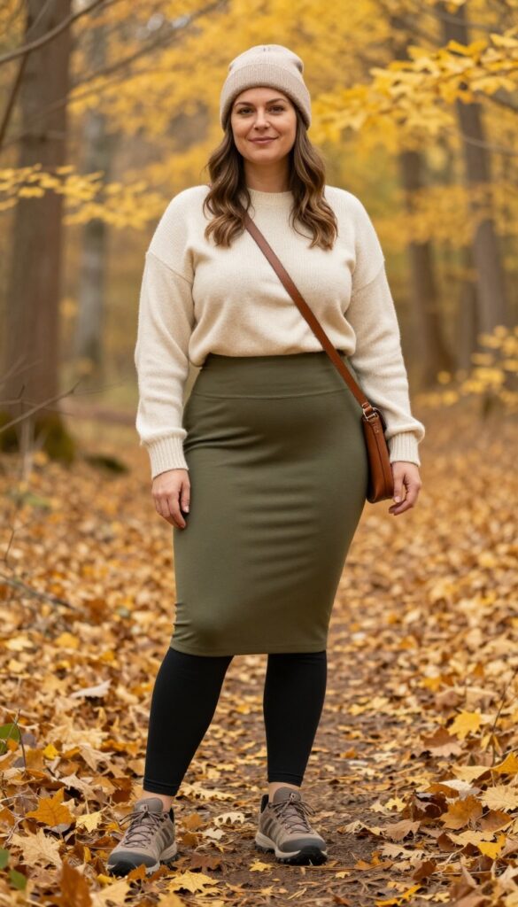 11. Skirt with Leggings and a Sweater