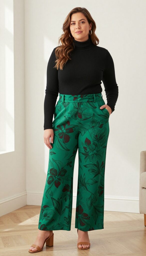 4. Palazzo Pants with a Fitted Turtleneck