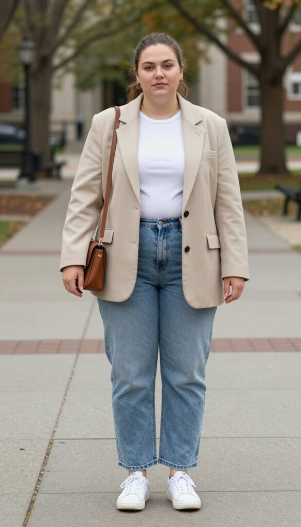 11. Blazer, T-Shirt, and Mom Jeans