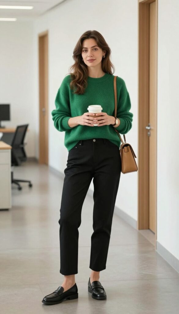 2. Cozy Cashmere Sweater and Loafers
