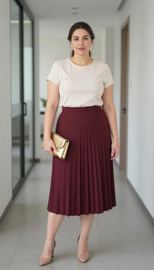 12. Pleated Skirt + Fitted Blouse