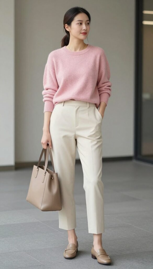 7. Cashmere Sweater with Cropped Trousers