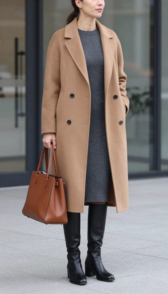 8. The Long-Sleeve Knit Dress with Knee-High Boots