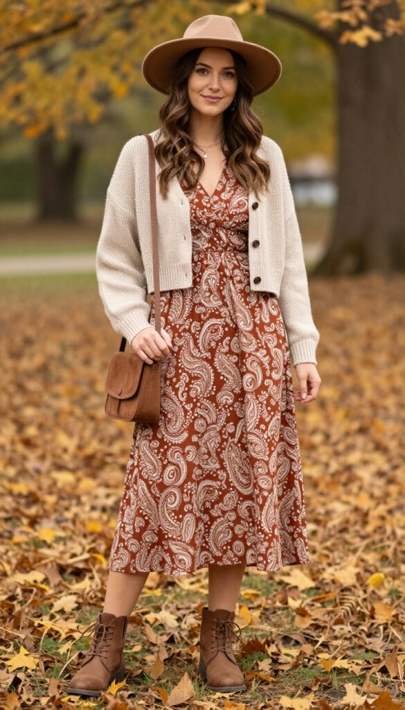 8. Flowy Maxi Dress with a Cropped Cardigan