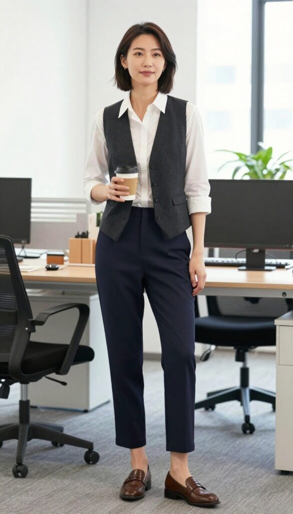 7. Structured Vest and Button-Down