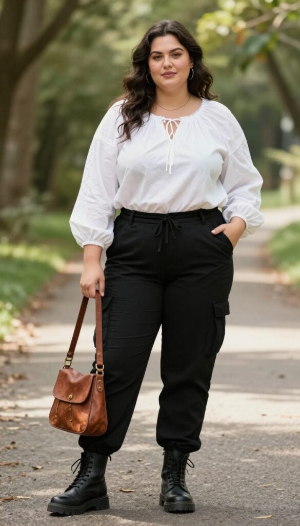 7. Peasant Blouse with Cargo Pants
