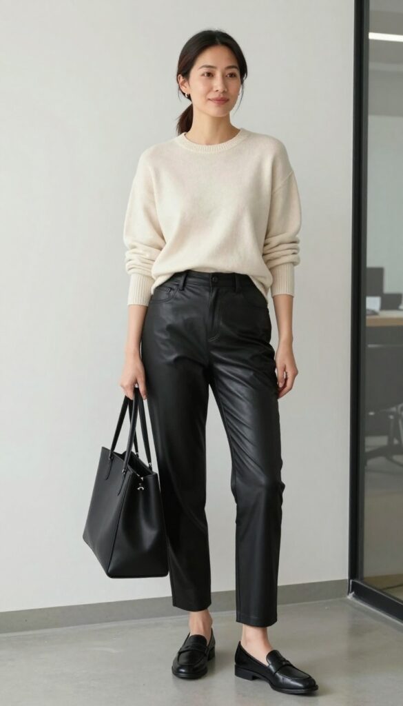 5. Black Leather Pants and a Sweater