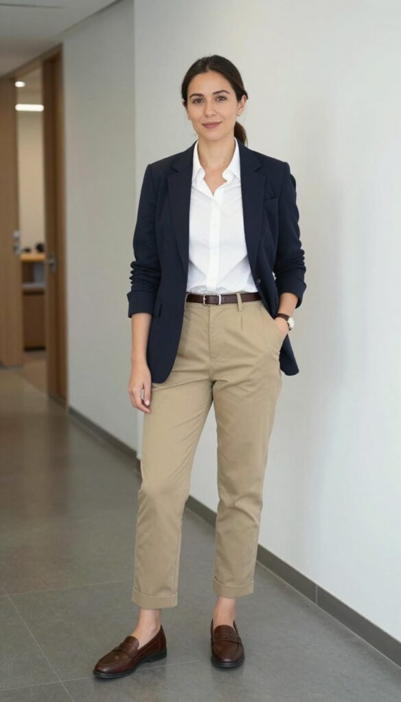 9. Blazer with a Button-Down Shirt and Chinos