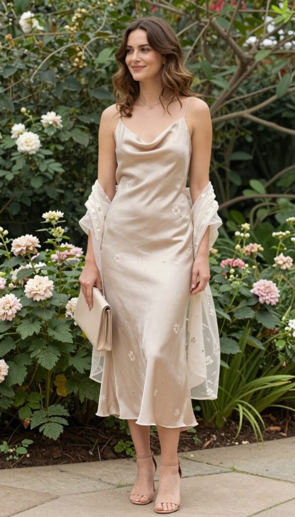2. Silk Slip Dress with a Sheer Wrap