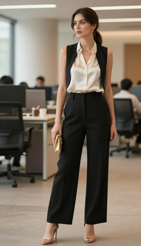 11. Tailored Vest with Trousers and a Blouse