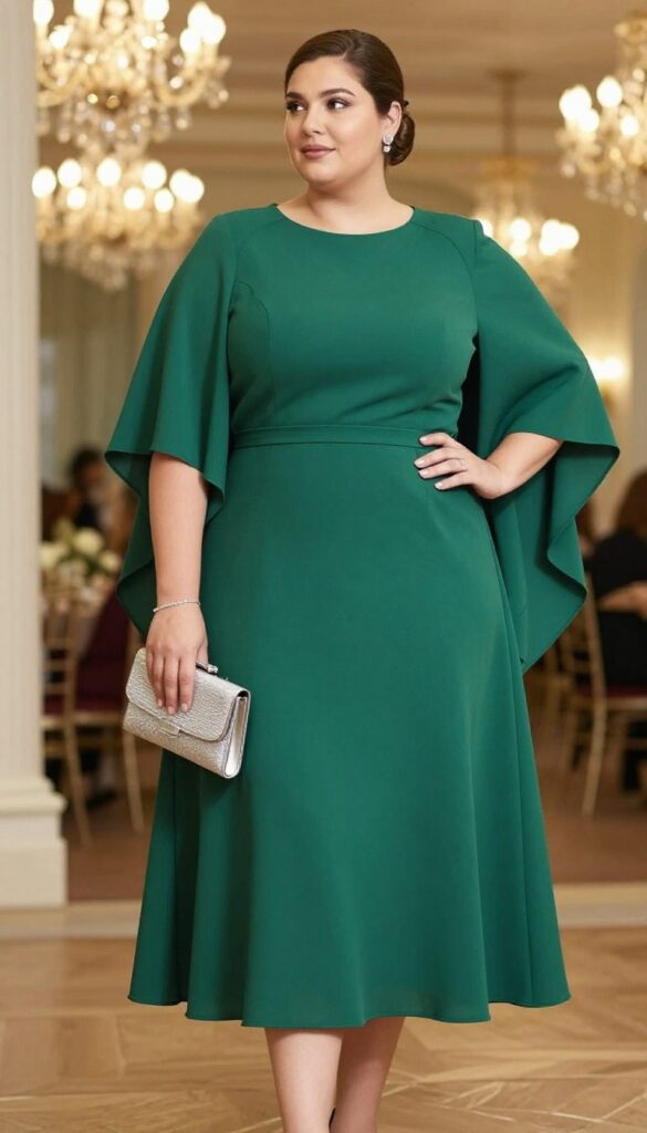 12. Cape Dress with Minimal Accessories