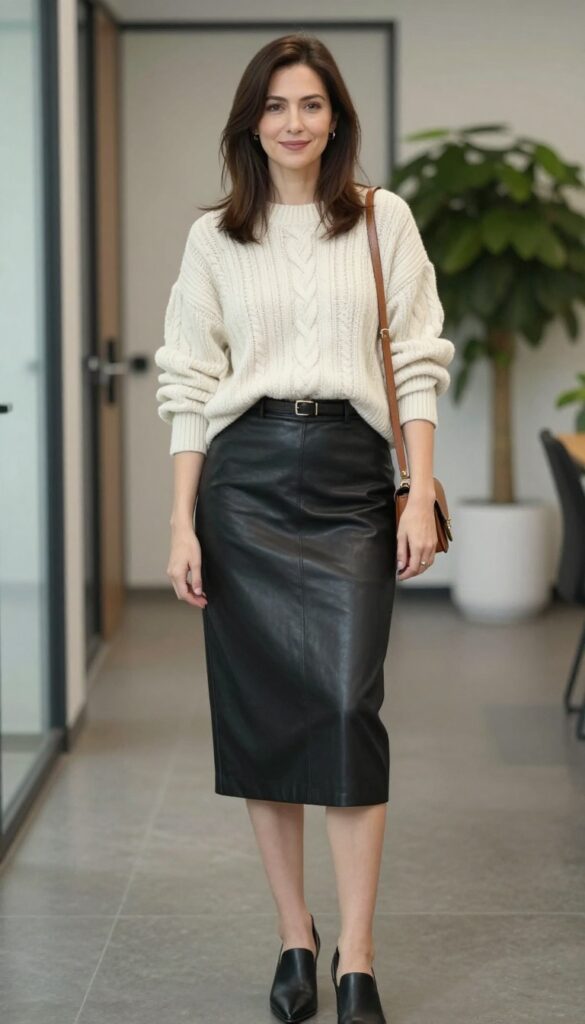 10. The Leather Skirt and Soft Sweater