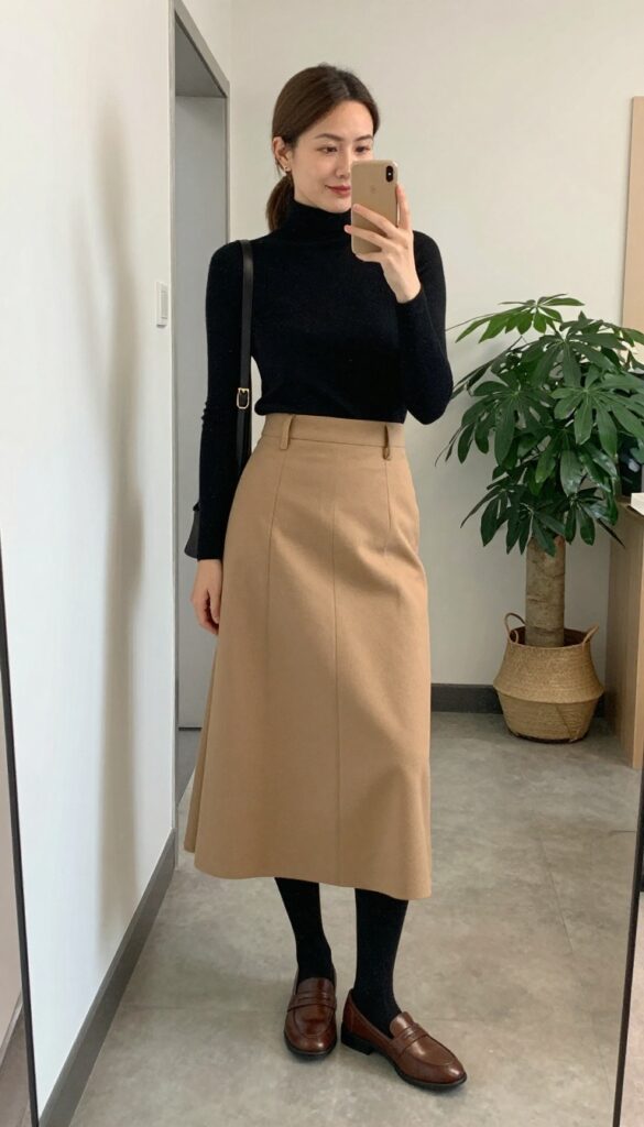 11. Turtleneck with a Pleated Skirt
