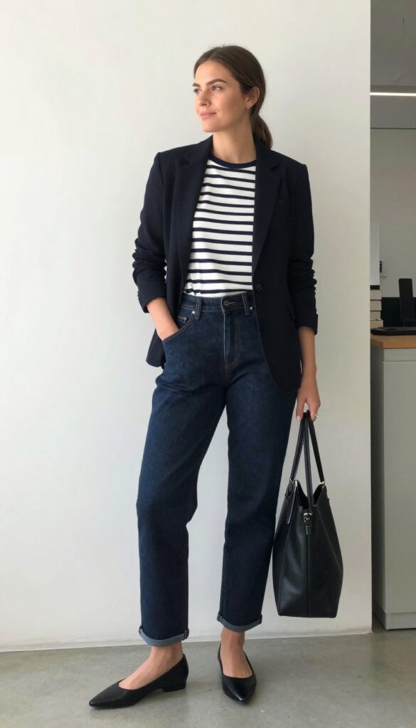 10. Light Wash Jeans with a Black Blazer