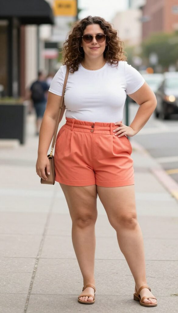 7. High-Waisted Paperbag Shorts with a Cropped Top