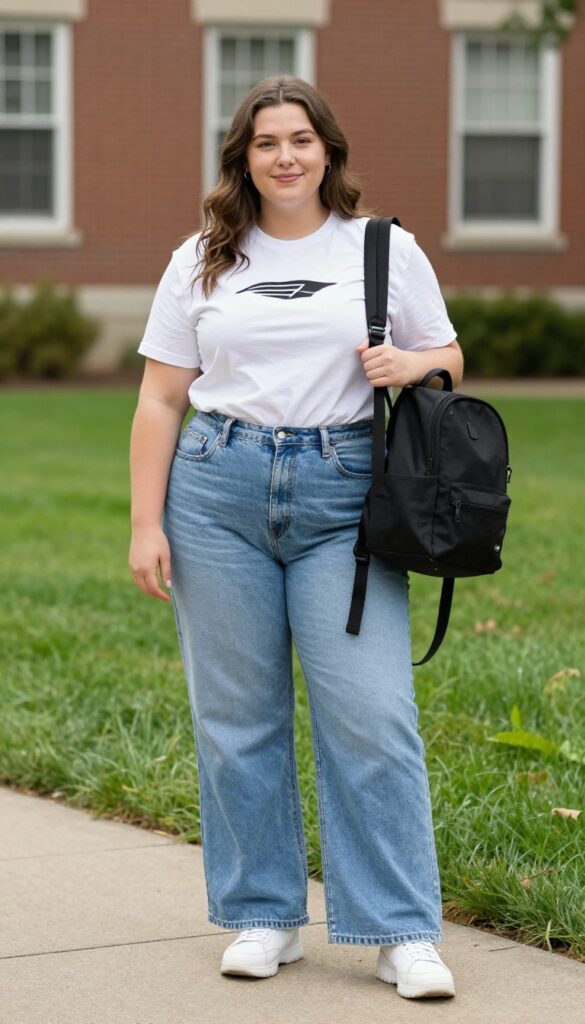 3. Graphic Tee and Wide-Leg Jeans