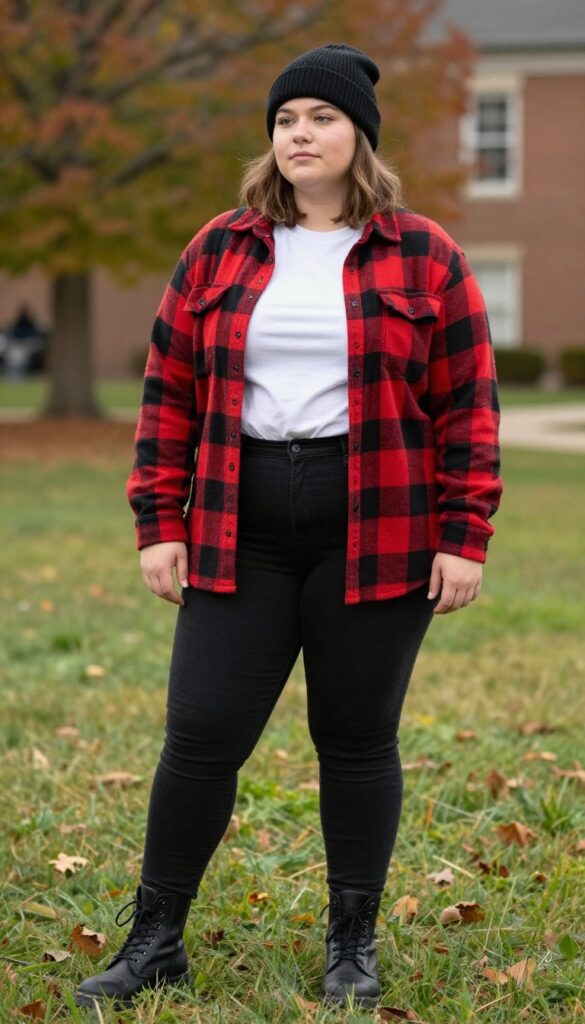 8. Flannel Shirt and Black Jeans