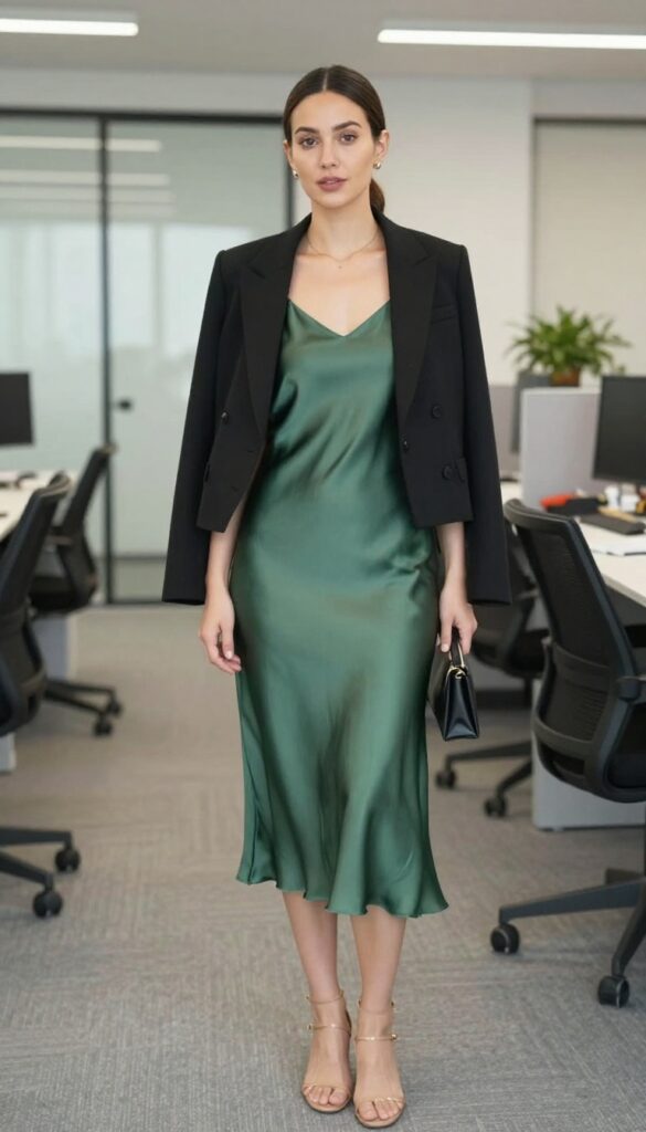 10. The Slip Dress with a Blazer Overlay