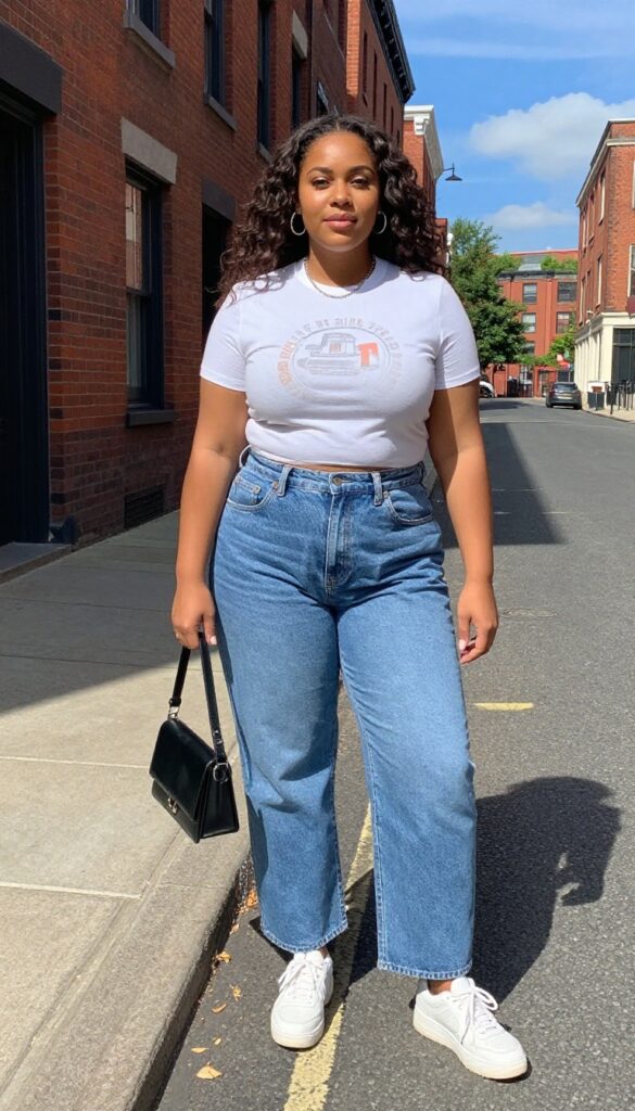 7. Mom Jeans with a Fitted Baby Tee