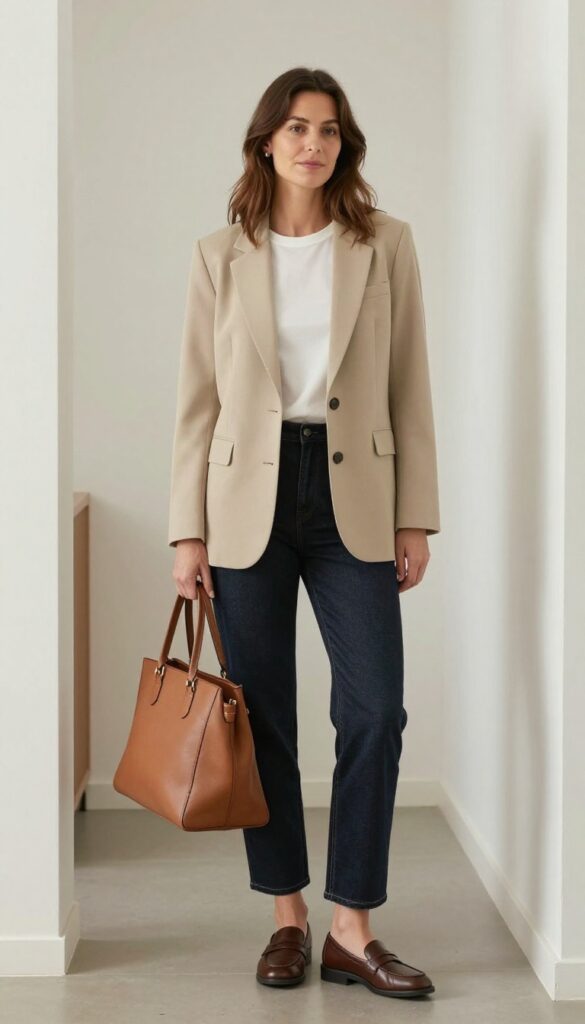 1. The Classic Blazer and Jeans Combo