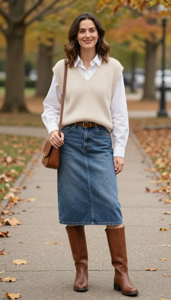 8. Sweater Vest and Riding Boots