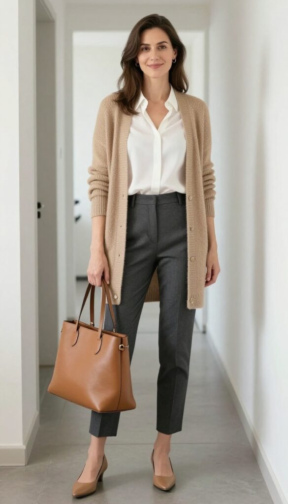 11. The Cardigan as a Jacket with Slacks