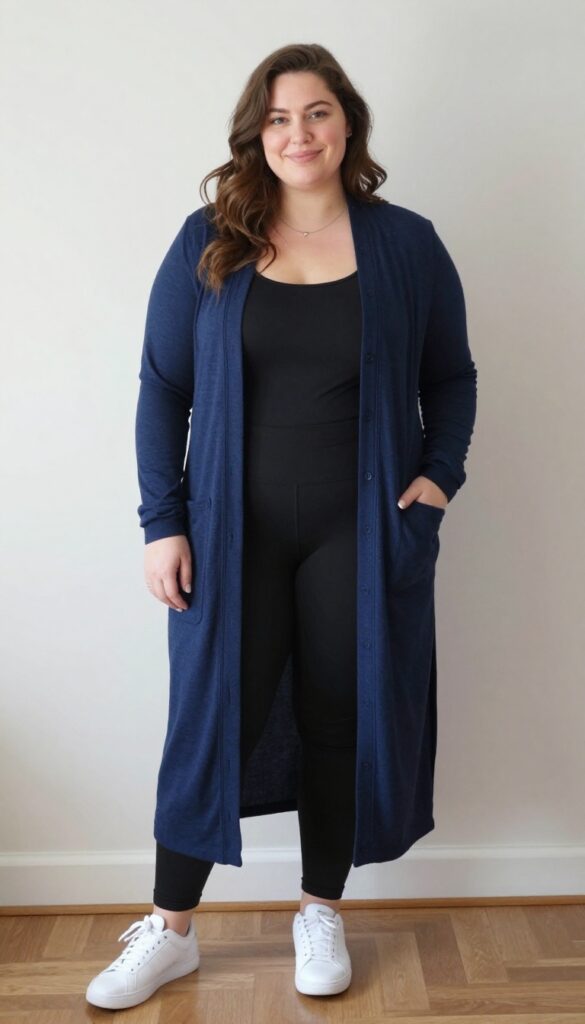 9. Tunic with Leggings and a Long Cardigan