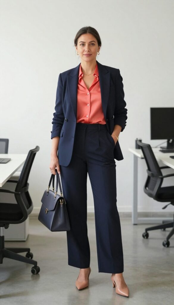 13. Monochrome Outfit with a Pop of Color