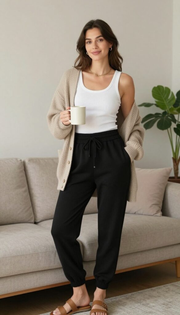 12. Ribbed Tank with Cardigan and Joggers