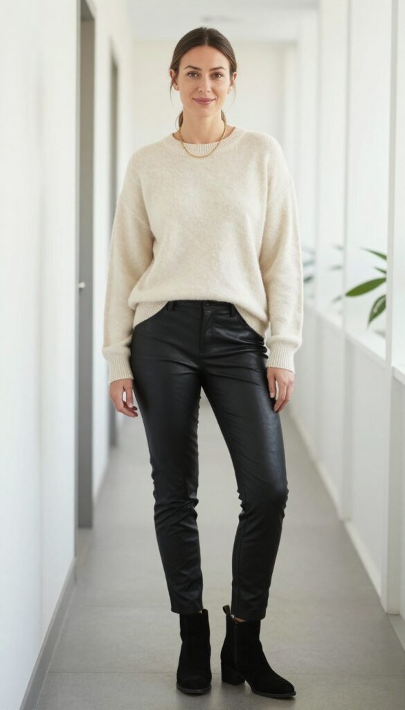 12. The Cashmere Sweater with Leather Pants
