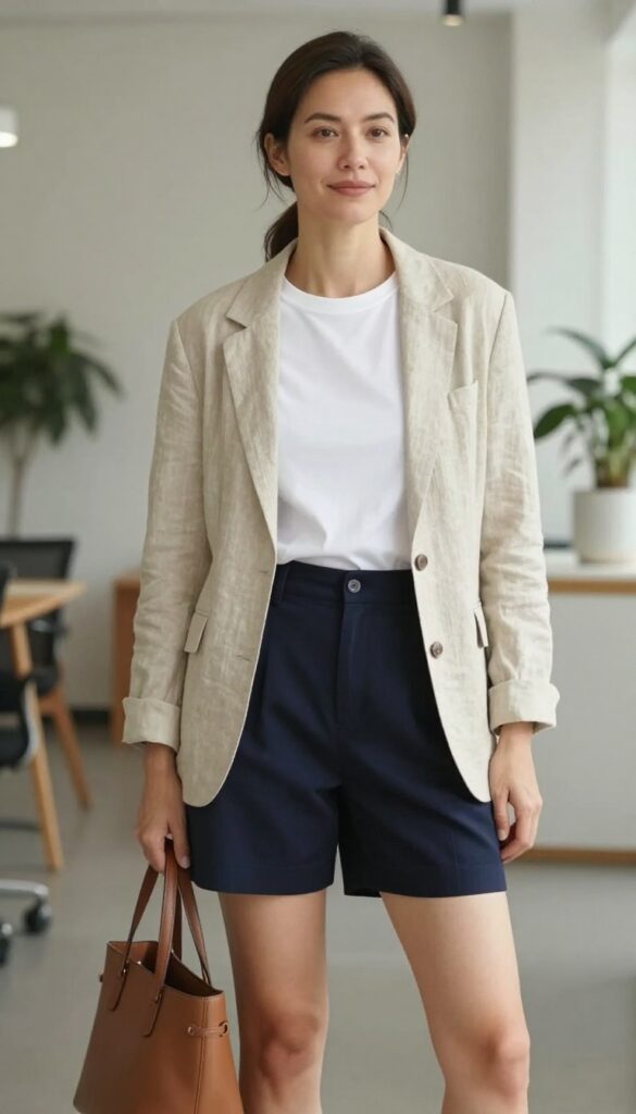 12. Oversized Blazer with Shorts (for Warm Weather)