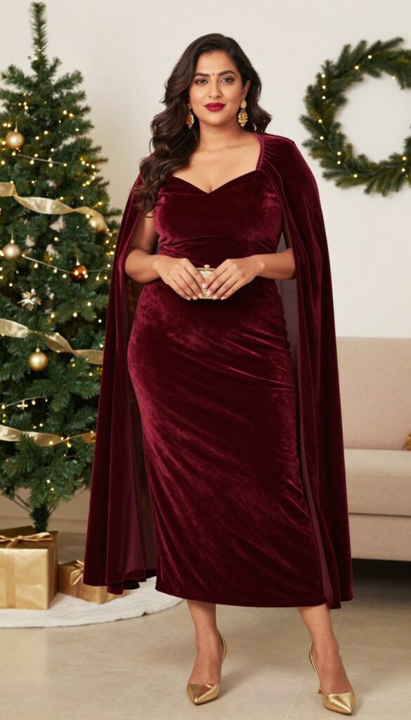 4. Saree Gown with Cape
