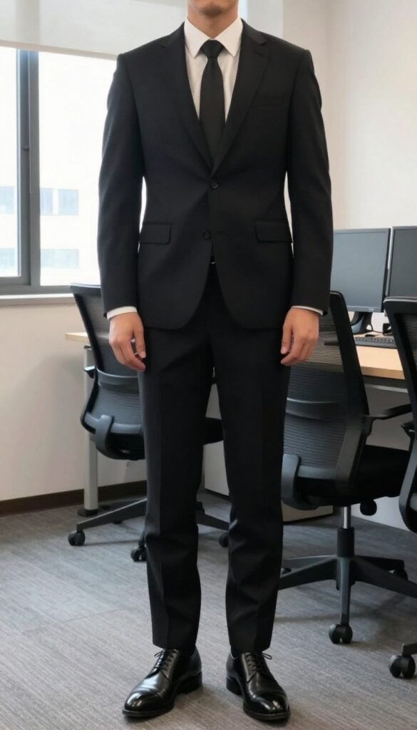 5. Black Suit with a White Shirt and a Black Tie