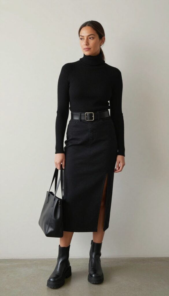 6. The Turtleneck and Maxi Skirt Duo