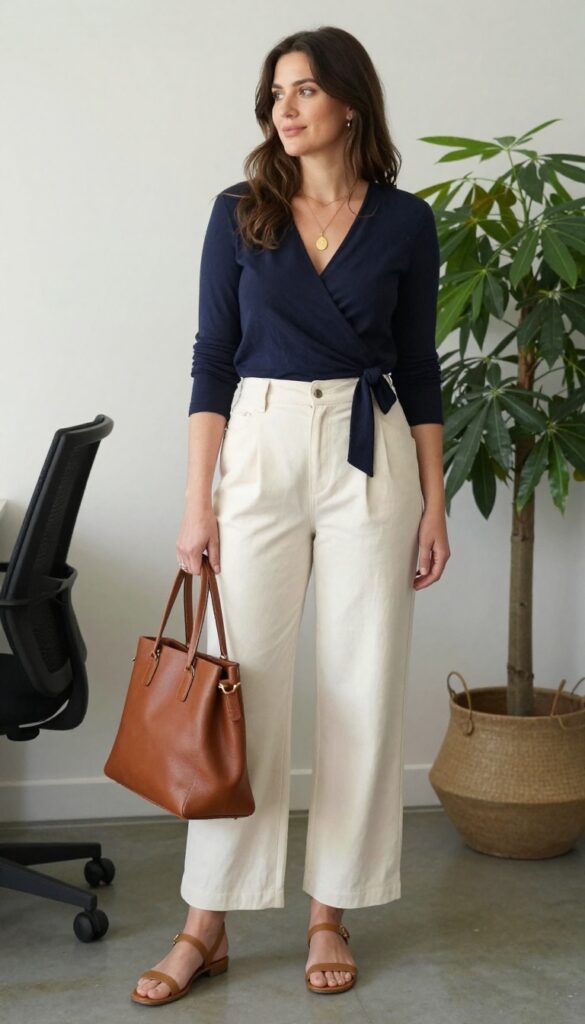 14. The Wrap Top with Wide-Leg Pants