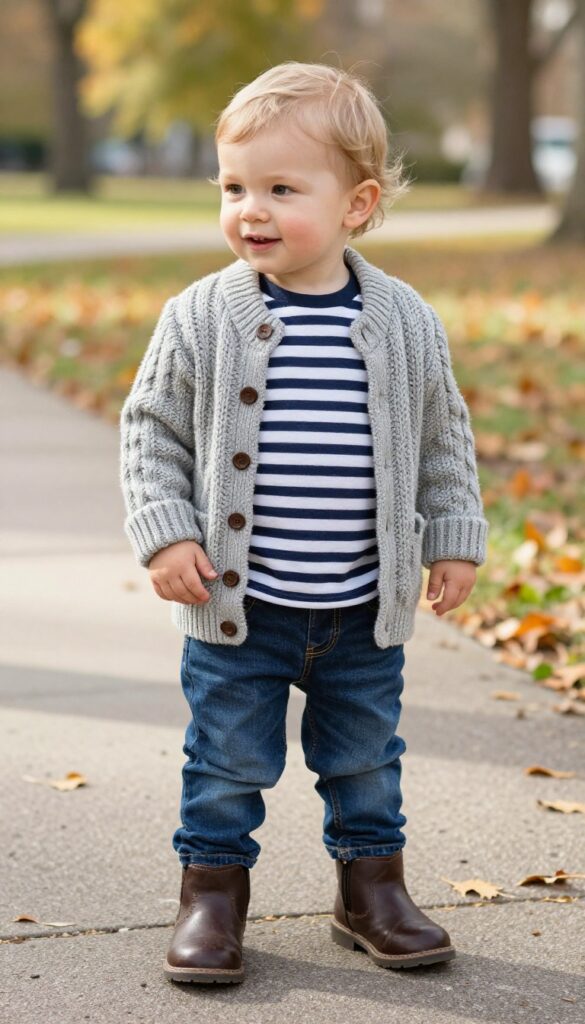 4. Cable-Knit Cardigan and Jeans