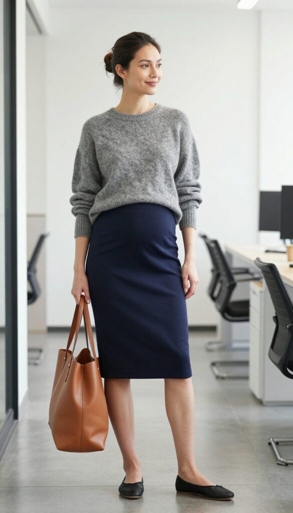 12. Cashmere Sweater + A-Line Skirt