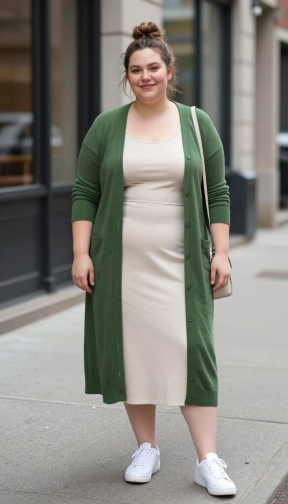 9. Cardigan as a Light Jacket Over a Dress