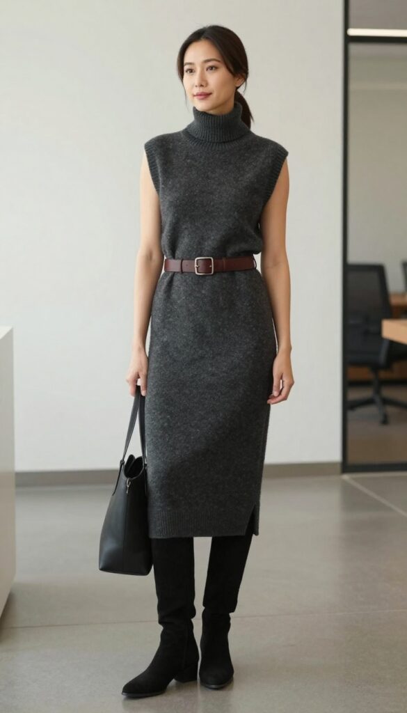 8. The Turtleneck Dress with a Wide Belt