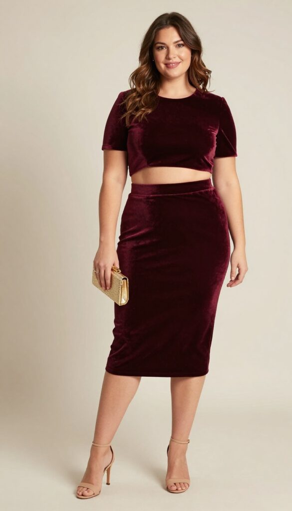 15. Two-Piece Set with Crop Top and High-Waist Skirt