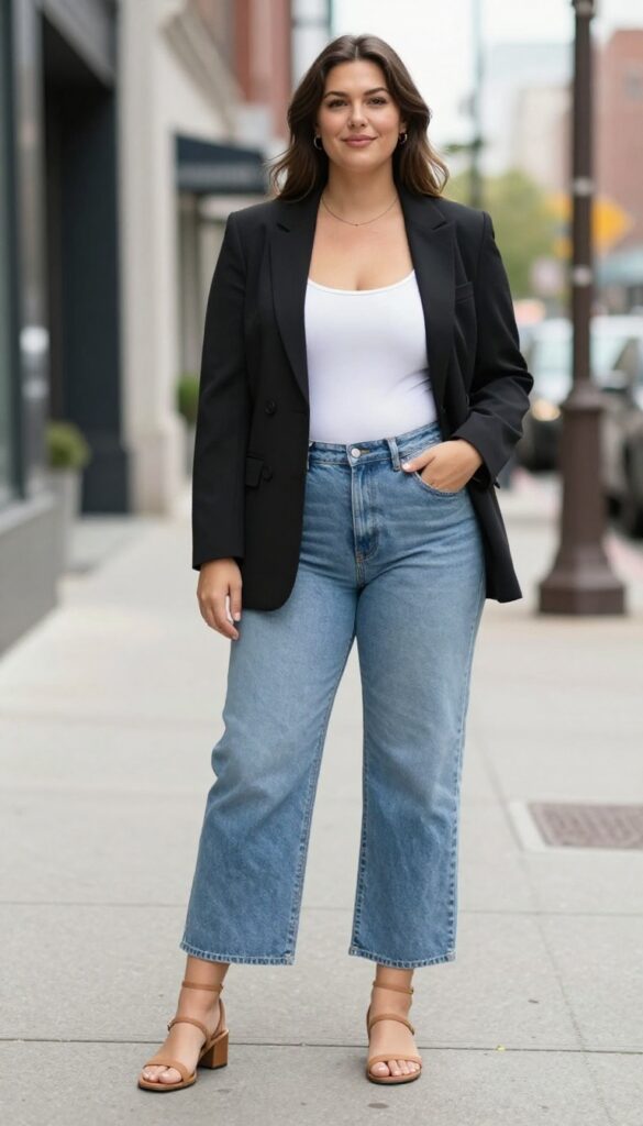 7. Blazer with Cropped Wide-Leg Jeans and a Bodysuit