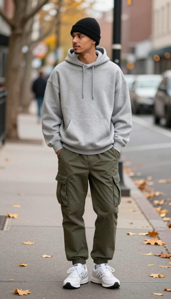 1. Oversized Hoodie and Cargo Pants