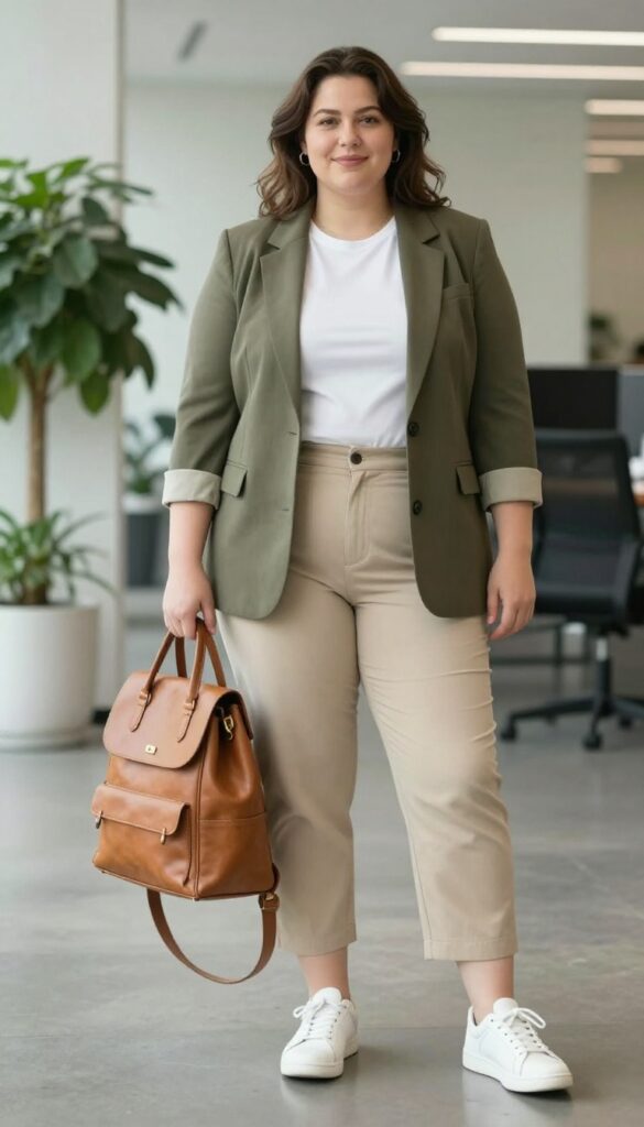 13. Layered Tee and Blazer with Cropped Trousers