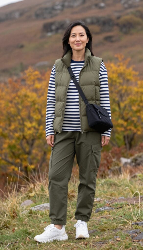 10. Puffer Vest with a Long-Sleeve Tee