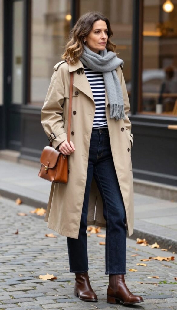 1. The Classic Trench and Jeans Combo
