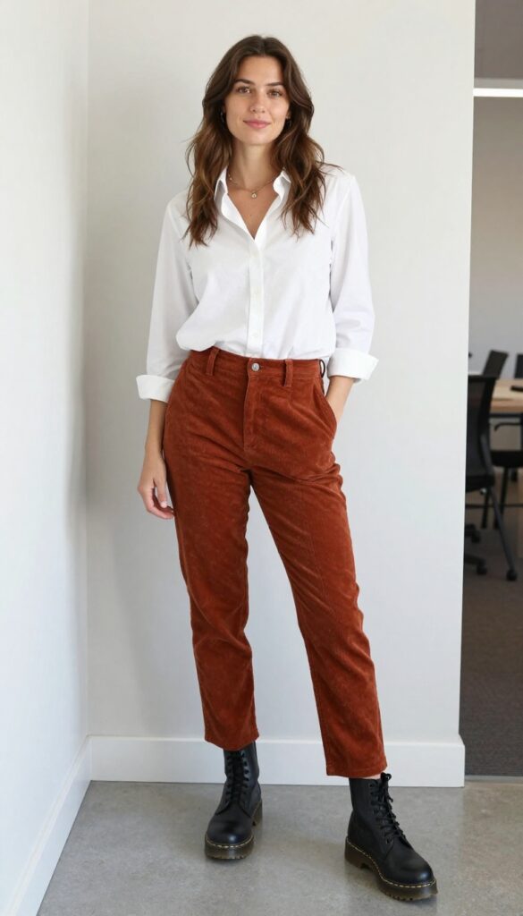 6. Corduroy Pants + Button-Down + Doc Martens
